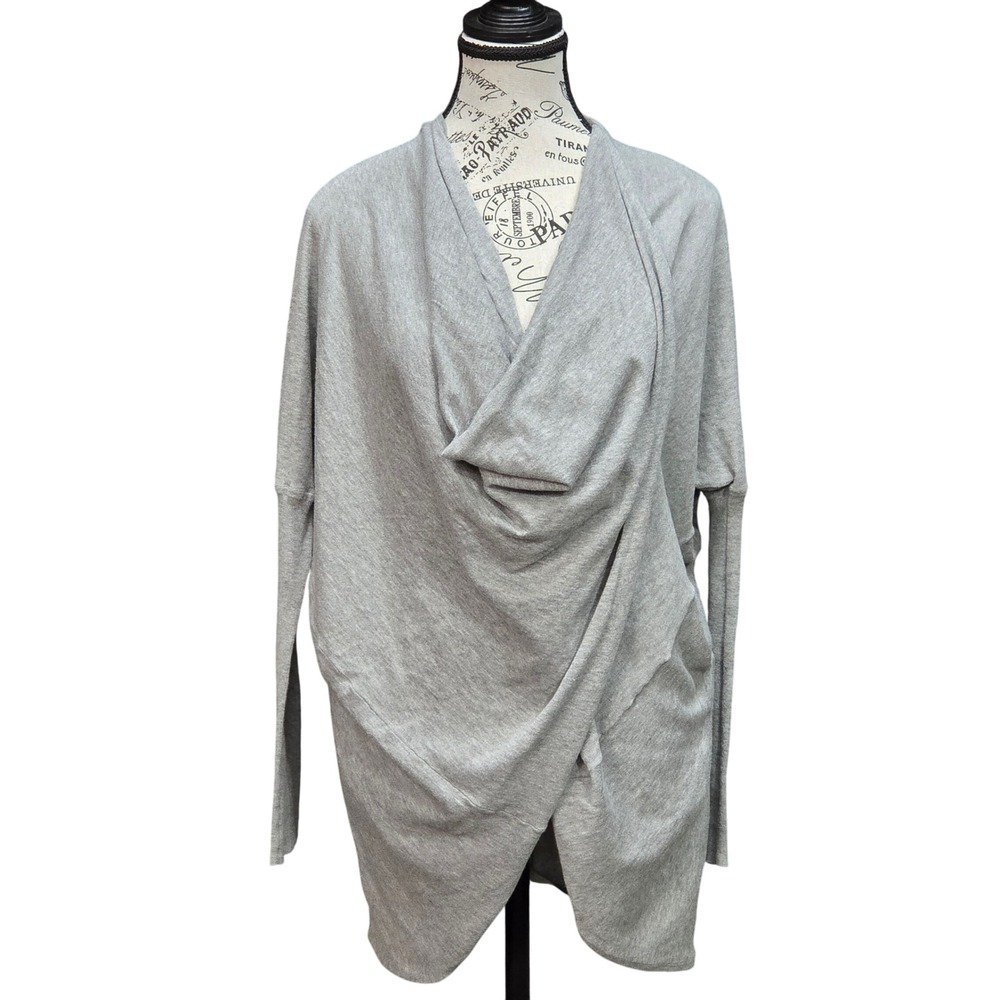 All Saints Itat Shrug Sweater Womens XS Grey Draped Cowl Neck Asymmetrical Owens